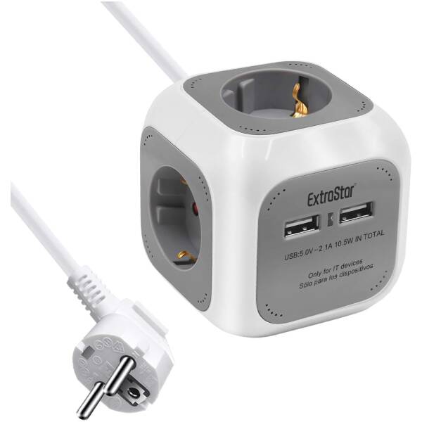 EXTRASTAR Power Cube 5in1 1.5m Grey/White Image 1