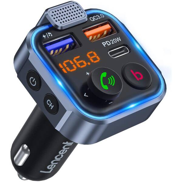 LENCENT Bluetooth FM Transmitter V5.3 Image 1