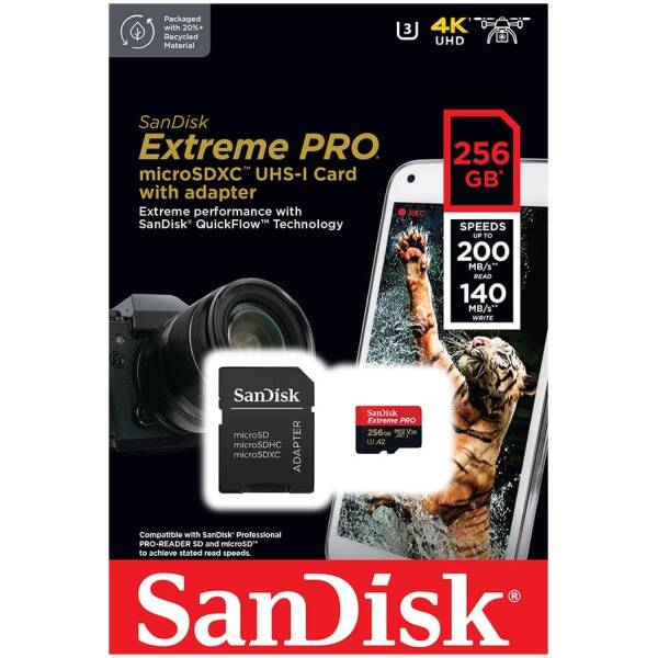 SanDisk MicroSD 256GB + Adapter Image 1