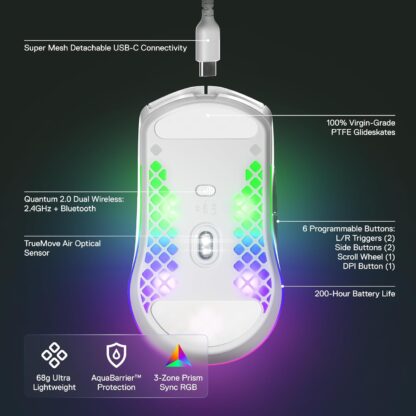 SteelSeries Aerox 3 White Wireless Image 3