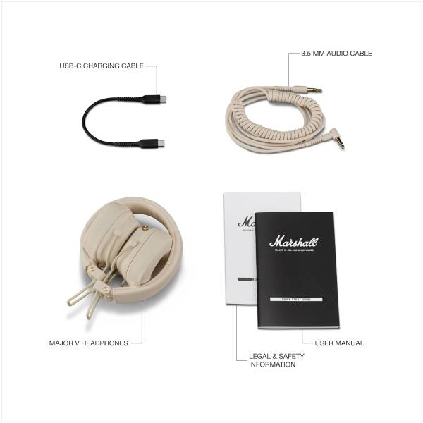 Marshall Major V (5) Headphones Cream Image 4