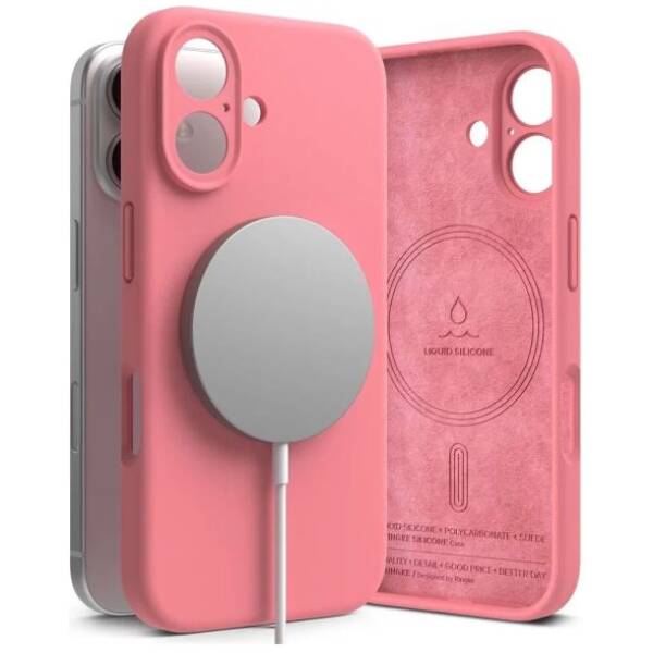 Ringke iPhone 16 Case Silicone Magnetic Pink