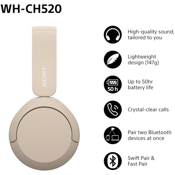 Sony WH-CH520 Beige Image 2