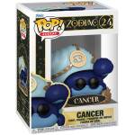 Funko Pop! Zodiac Cancer vinyl figure in its box; blue crab character with black eyes and a gold medallion, labeled Cancer on the package.
