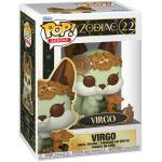 Funko Pop! Zodiac Virgo vinyl figure in a window box, a green, cat-like creature wearing a leafy crown and star garland with Virgo branding visible on the box.