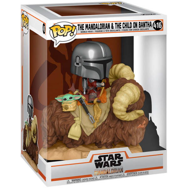 Funko Pop! Star Wars The Mandalorian - Mando on Bantha with Child in Bag #416 Image 1