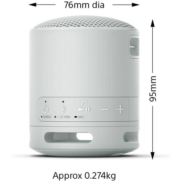 Sony SRS-XB100 Bluetooth Speaker Light Gray Image 2