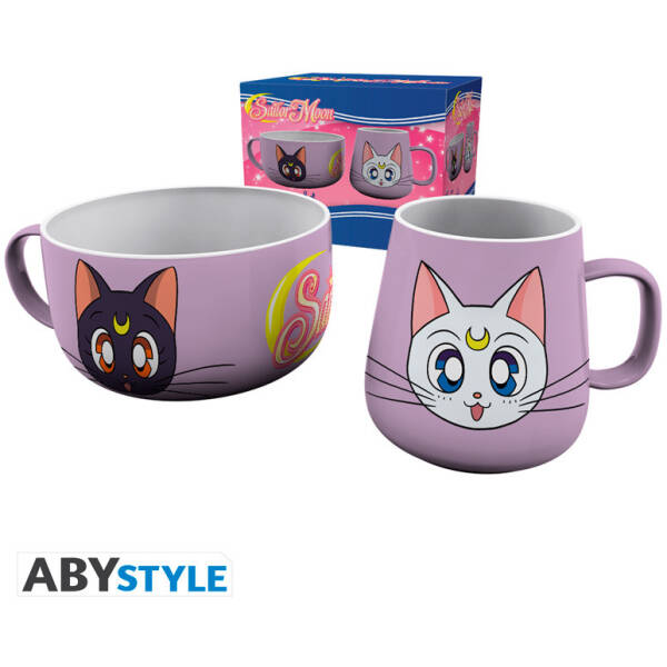 Sailor Moon Breakfast Set Mug + Bowl - Luna & Artemis Image 1