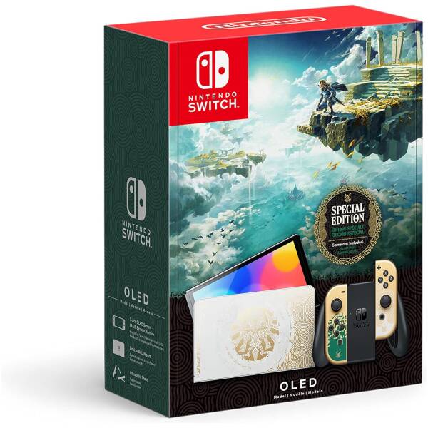 Nintendo Switch OLED Zelda: Tears of the Kingdom Limited Edition Gold/ White Image 1