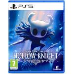 PS5 game cover for Hollow Knight featuring the white knight character in blue hues on a fantasy backdrop, with title at bottom.