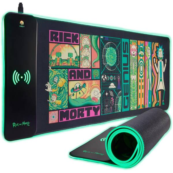 Rick and Morty Desk Gaming Mat & Mobile Charger Image 1