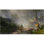 Two small fantasy adventurers run along a mossy stone path through a misty, lush forest.