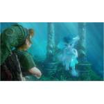 Armored warrior faces a blue aquatic humanoid underwater near ancient stone columns and plants.